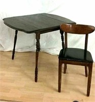 Antique Drop Tray Table and Chair