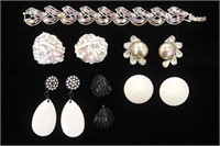 Vintage Earrings & Rhinestone Bracelet
