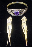 Art Deco Earrings & Art Nouveau Bracelet