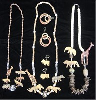 Wooden Animal Theme Necklaces and Earrings