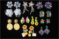 11 Pair of Crazy Colored Fun Earrings
