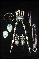 Cool Blue Stone / Abalone Costume Jewelry