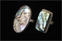 Two Sterling Abalone Rings Marked 925