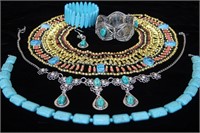Several Turquoise Colored Necklaces and More