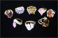 8 Shiny Costume Jewelry Cocktail Rings