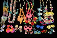 Group of Wooden Costume Jewelry
