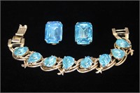 Kafin Vintage Rhinestone Bracelet and Earrings