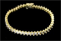 14K Gold Link Bracelet with Diamonds