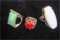 3 Sterling Silver Cocktail Rings