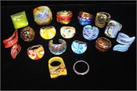So Many Colorful Glass and Resin Rings