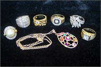 Several Electroplated and GF Cocktail Rings