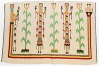 Navajo American Indian Yei Woven Rug, 3' X 4' 4"