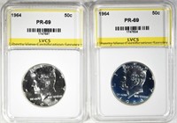 2-1964 KENNEDY HALF DOLLARS LVCS SUPERB GEM PLUS