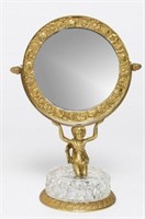 French Glass & Ormolu Figural Vanity Mirror