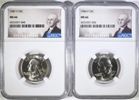 2 WASHINGTON QUARTERS NGC MS-66 1984P, 87P