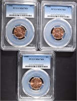 3-1995 LINCOLN CENTS, PCGS MS-67 RED