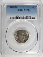 1935-S BUFFALO NICKEL, PCGS AU-58