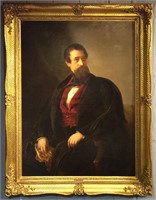 Heinrich V. Angeli Oil On Canvas Portrait Of Man