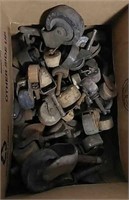 Box of wooden and metal casters