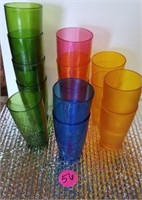 BOX FULL OF COLOR VINTAGE PLASTIC GLASSES