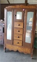 ANTIQUE CHIFFEROBE - 4 DRAWER ON CASTERS