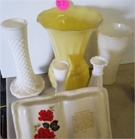 ASSORTED VASES - LARGE YELLOW AND MORE