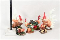 Porcelain and Resin Chicken Figurines