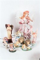 Angel Lamp and Angelic Figurines