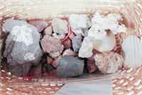 Basket of Marble Tiles and Rocks
