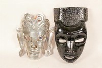 Tin and Carved Black Wooden Masks
