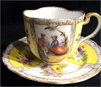 Meissen Hand Painted Porcelain Cup & Saucer