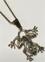 Sterling Silver Necklace With Frog Pendant