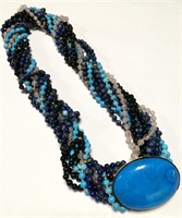 Turquoise, Lapis, Quartz Beaded Necklace
