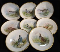 Set Of 8 Hand Painted Porcelain Bird Plates