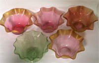 Set Of 5 Colored Glass Berry Bowls