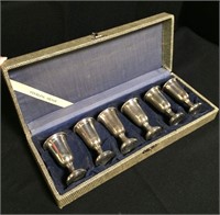 Set Of 6 Sterling Silver Goblets In Fitted Case