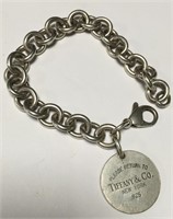 Sterling Silver Bracelet With Charm Marked Tiffany