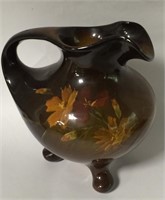 * Signed Art Pottery Floral Pitcher