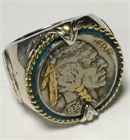 Indian Head Nickel Ring Honoring The American West