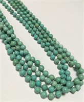 14k Gold And Turquoise Beaded Two Strand Necklace