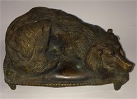 Bronze Sculpture Of Dog On Pillow