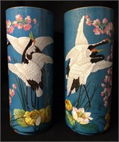 Pair Of Hand Painted Porcelain Vases