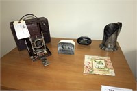 Lot, 6" X 8" antique camera, books, and misc.