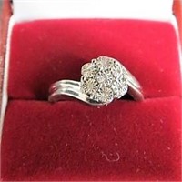 Sterling Silver 7 Diamond Ring Retail $300.00