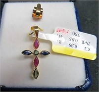 18kt Yellow Gold Ruby & Sapphire (Total 0.93ct)