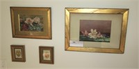 Lot, 2 vintage framed water colors, and