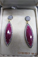 Sterling Silver Enhanced Ruby & Cubic