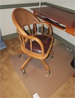 Oak swivel desk chair and pad
