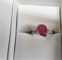 Sterling Silver Ruby & Cubic Zirconia