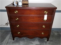 Early 43" cherry 4-drawer chest,